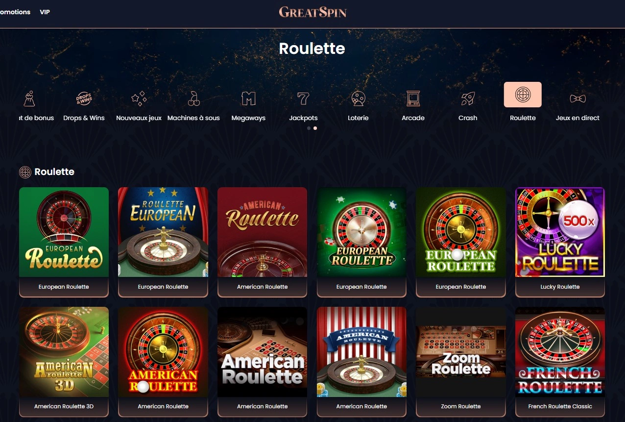 Expérience réaliste de la roulette live chez GreatSpin Casino
